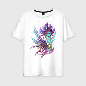 Женская футболка хлопок Oversize с принтом Фэнтези насекомое в Екатеринбурге, 100% хлопок | свободный крой, круглый ворот, спущенный рукав, длина до линии бедер
 | creature | fantazy | flower | насекомое | фэнтези | цветы | цифровой рисунок