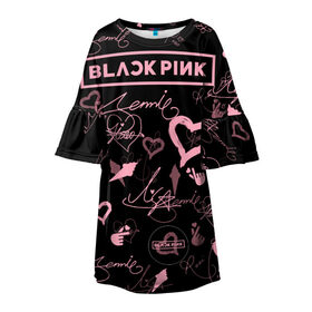Детское платье 3D с принтом BLACKPINK в Екатеринбурге, 100% полиэстер | прямой силуэт, чуть расширенный к низу. Круглая горловина, на рукавах — воланы | blackpink | blink | bts | exo | icecream | jennie | jisoo | korea | kpop | lisa | love | rose | блекпинк | девушки | корея | кпоп | музыка