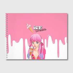 Альбом для рисования с принтом BLACKPINK Ice Cream в Екатеринбурге, 100% бумага
 | матовая бумага, плотность 200 мг. | Тематика изображения на принте: blackpink | blink | bts | exo | icecream | jennie | jisoo | korea | kpop | lisa | love | rose | блекпинк | девушки | корея | кпоп | музыка