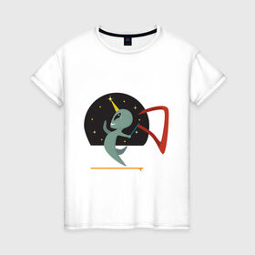 Женская футболка хлопок с принтом Norman Alien в Екатеринбурге, 100% хлопок | прямой крой, круглый вырез горловины, длина до линии бедер, слегка спущенное плечо | alien | единорог | космос | пришелец