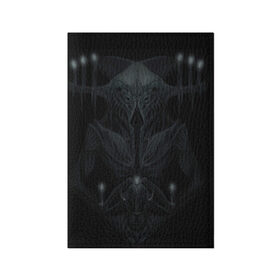 Обложка для паспорта матовая кожа с принтом Alien в Екатеринбурге, натуральная матовая кожа | размер 19,3 х 13,7 см; прозрачные пластиковые крепления | козел | пришелец | свечи | хоррор