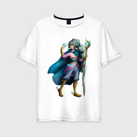 Женская футболка хлопок Oversize с принтом Светлый маг в Екатеринбурге, 100% хлопок | свободный крой, круглый ворот, спущенный рукав, длина до линии бедер
 | волшебница | маг | фэнтези