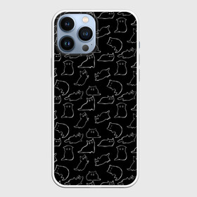 Чехол для iPhone 13 Pro Max с принтом Cats в Екатеринбурге,  |  | cats. black | doodle | белое | забавно | кот | котики | кошки | милое | минимализм | черное