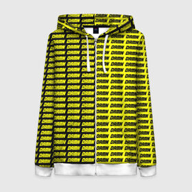 Женская толстовка 3D на молнии с принтом DAMN в Екатеринбурге, 100% полиэстер | длина до линии бедра, манжеты и пояс оформлены мягкой тканевой резинкой, двухслойный капюшон со шнурком для регулировки, спереди молния, по бокам два кармана | black | damn | damn jacket | damn lettering | damn mug | damn print | damn t shirt | for cool | yellow | yellow and black | для крутых | желтый | желтый и черный | кофта damn | кружка damn | надпись damn | принт damn | футболка damn | черный
