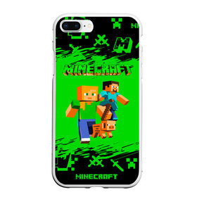 Чехол для iPhone 7Plus/8 Plus матовый с принтом Minecraft в Екатеринбурге, Силикон | Область печати: задняя сторона чехла, без боковых панелей | minecraft | алекс | белый | блоки | взрывчатка | визера | гаст | добывать | дракон | зеленая | зеленый куб | зомби | игра | кирка | крафт | крипер | кубики | лошадка | майн | майнкрафт | манкрафт | меч | оцелот