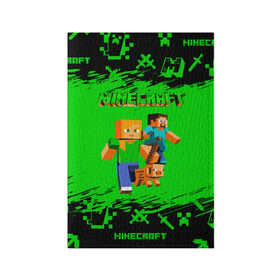 Обложка для паспорта матовая кожа с принтом Minecraft в Екатеринбурге, натуральная матовая кожа | размер 19,3 х 13,7 см; прозрачные пластиковые крепления | minecraft | алекс | белый | блоки | взрывчатка | визера | гаст | добывать | дракон | зеленая | зеленый куб | зомби | игра | кирка | крафт | крипер | кубики | лошадка | майн | майнкрафт | манкрафт | меч | оцелот