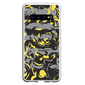 Чехол для Samsung Galaxy S10 с принтом Камень золото кара в Екатеринбурге, Силикон | Область печати: задняя сторона чехла, без боковых панелей | абстракция | жёлтый | золото | камень | кора | краска | пятна | узор | фантастик | футуризм | цвета 2021 | цветы