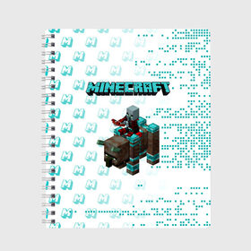 Тетрадь с принтом Minecraft в Екатеринбурге, 100% бумага | 48 листов, плотность листов — 60 г/м2, плотность картонной обложки — 250 г/м2. Листы скреплены сбоку удобной пружинной спиралью. Уголки страниц и обложки скругленные. Цвет линий — светло-серый
 | minecraft | алекс | белый | блоки | ведьма | взрывчатка | визера | волк | гаст | добывать | дракон | зеленый куб | зомби | игра | крафт | крипер | кубики | лошадка | майн | майнкрафт | манкрафт | овечка | оцелот