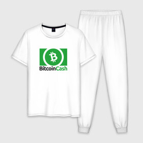 Мужская пижама хлопок с принтом BITCOIN CASH в Екатеринбурге, 100% хлопок | брюки и футболка прямого кроя, без карманов, на брюках мягкая резинка на поясе и по низу штанин
 | bitcoin | btc | биткоин | валюта | деньги | криптовалюта