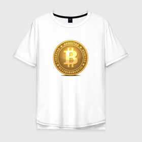 Мужская футболка хлопок Oversize с принтом BITCOIN в Екатеринбурге, 100% хлопок | свободный крой, круглый ворот, “спинка” длиннее передней части | bitcoin | btc | биткоин | валюта | деньги | криптовалюта