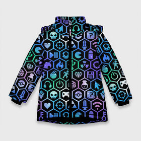 Зимняя куртка для девочек 3D с принтом Компьютерные игровые символы в Екатеринбурге, ткань верха — 100% полиэстер; подклад — 100% полиэстер, утеплитель — 100% полиэстер. | длина ниже бедра, удлиненная спинка, воротник стойка и отстегивающийся капюшон. Есть боковые карманы с листочкой на кнопках, утяжки по низу изделия и внутренний карман на молнии. 

Предусмотрены светоотражающий принт на спинке, радужный светоотражающий элемент на пуллере молнии и на резинке для утяжки. | высказывание | граффити | детские | игровые | игры | идея | компьютерные | манера | мемы | разные | рисунок | символ | символы