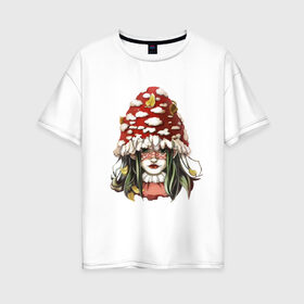 Женская футболка хлопок Oversize с принтом Forest girl в Екатеринбурге, 100% хлопок | свободный крой, круглый ворот, спущенный рукав, длина до линии бедер
 | 