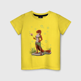 Детская футболка хлопок с принтом Саламандра с пузыриками в Екатеринбурге, 100% хлопок | круглый вырез горловины, полуприлегающий силуэт, длина до линии бедер | cute | жук | милота | персонаж | пузыри | саламандра | хвост