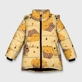 Зимняя куртка для девочек 3D с принтом Капкейки на желтом фоне в Екатеринбурге, ткань верха — 100% полиэстер; подклад — 100% полиэстер, утеплитель — 100% полиэстер. | длина ниже бедра, удлиненная спинка, воротник стойка и отстегивающийся капюшон. Есть боковые карманы с листочкой на кнопках, утяжки по низу изделия и внутренний карман на молнии. 

Предусмотрены светоотражающий принт на спинке, радужный светоотражающий элемент на пуллере молнии и на резинке для утяжки. | еда | желтый | капкейки | кондитер | оранжевый | паттерн | пирожное | повар | сладости | узор | хеллоуин