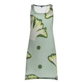 Платье-майка 3D с принтом Брокколи - зеленый узор в Екатеринбурге, 100% полиэстер | полуприлегающий силуэт, широкие бретели, круглый вырез горловины, удлиненный подол сзади. | брокколи | здоровое питание | зеленый | зож | паттерн | растения | узор | фитнес