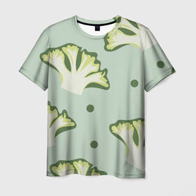 Мужская футболка 3D с принтом Брокколи - зеленый узор в Екатеринбурге, 100% полиэфир | прямой крой, круглый вырез горловины, длина до линии бедер | Тематика изображения на принте: брокколи | здоровое питание | зеленый | зож | паттерн | растения | узор | фитнес