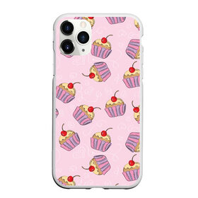 Чехол для iPhone 11 Pro Max матовый с принтом Капкейки на розовом в Екатеринбурге, Силикон |  | Тематика изображения на принте: вишенка | еда | капкейки | пирожное | розовый | сладкое | сладости