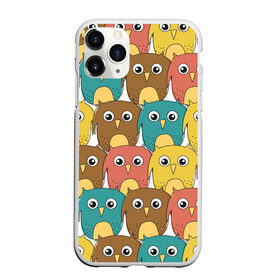 Чехол для iPhone 11 Pro матовый с принтом Разноцветные совы в Екатеринбурге, Силикон |  | детский | лесной | мультяшный | паттерн | разноцветный | сова | совушки | совы | узор