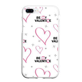 Чехол для iPhone 7Plus/8 Plus матовый с принтом Be My Valentine в Екатеринбурге, Силикон | Область печати: задняя сторона чехла, без боковых панелей | be my valentine | будь моим валентином | влюбленным | день святого валентина | пара | сердечки | узор