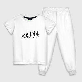 Детская пижама хлопок с принтом Эволюция Коронавирус - Черный в Екатеринбурге, 100% хлопок |  брюки и футболка прямого кроя, без карманов, на брюках мягкая резинка на поясе и по низу штанин
 | белый | вирус | изоляция | ковид | коронавирус | маска | эволюция