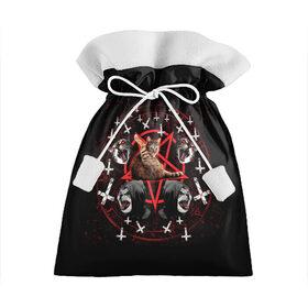 Подарочный 3D мешок с принтом Satanic Cat в Екатеринбурге, 100% полиэстер | Размер: 29*39 см | Тематика изображения на принте: satan | киска | кот | кот мем | кошечка | кошка | кошки и коты | лиса | лисы | мем | мемы | с кошкой | сатана