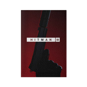 Обложка для паспорта матовая кожа с принтом Hitman III в Екатеринбурге, натуральная матовая кожа | размер 19,3 х 13,7 см; прозрачные пластиковые крепления | hitman | hitman 3 | hitman iii | красный | надпись | пистолет | хитман | хитман 3