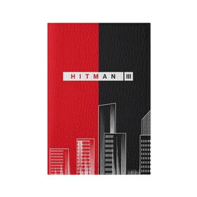 Обложка для паспорта матовая кожа с принтом Hitman III - Город в Екатеринбурге, натуральная матовая кожа | размер 19,3 х 13,7 см; прозрачные пластиковые крепления | Тематика изображения на принте: hitman | hitman 3 | hitman iii | город | красный | надпись | половина | хитман | хитман 3 | черный