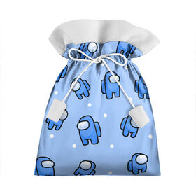 Подарочный 3D мешок с принтом Among Us - Синий цвет в Екатеринбурге, 100% полиэстер | Размер: 29*39 см | among us | boy | амонг | детский | игра | мальчикам | мультяшный | паттерн | синий | сыну | узор | эмонг ас
