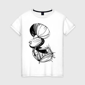 Женская футболка хлопок с принтом Грибы в Екатеринбурге, 100% хлопок | прямой крой, круглый вырез горловины, длина до линии бедер, слегка спущенное плечо | mushroom | грибы | лес | мухомор