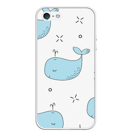 Чехол для iPhone 5/5S матовый с принтом Маленькие киты в Екатеринбурге, Силикон | Область печати: задняя сторона чехла, без боковых панелей | детский | кит | маленький | море | морской | прикольный | рисунок | рыбы | скетч