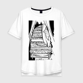 Мужская футболка хлопок Oversize с принтом Принцесса на горошине в Екатеринбурге, 100% хлопок | свободный крой, круглый ворот, “спинка” длиннее передней части | Тематика изображения на принте: кровать | матрас | одеяло | свеча