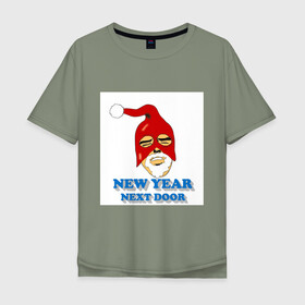 Мужская футболка хлопок Oversize с принтом Gachimuchi New Year в Екатеринбурге, 100% хлопок | свободный крой, круглый ворот, “спинка” длиннее передней части | art | gachi | new year | van | ван | гачи | мем