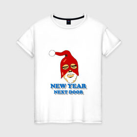Женская футболка хлопок с принтом Gachimuchi New Year в Екатеринбурге, 100% хлопок | прямой крой, круглый вырез горловины, длина до линии бедер, слегка спущенное плечо | art | gachi | new year | van | ван | гачи | мем