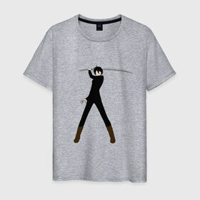Мужская футболка хлопок с принтом Ято в Екатеринбурге, 100% хлопок | прямой крой, круглый вырез горловины, длина до линии бедер, слегка спущенное плечо. | аниме | меч | мечник | япония
