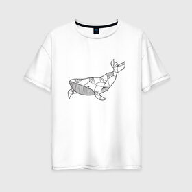 Женская футболка хлопок Oversize с принтом Графический кит в Екатеринбурге, 100% хлопок | свободный крой, круглый ворот, спущенный рукав, длина до линии бедер
 | графика | кит | линии | морской | рисунок | узор