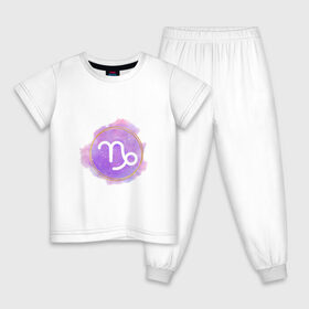 Детская пижама хлопок с принтом Козерог - космос в Екатеринбурге, 100% хлопок |  брюки и футболка прямого кроя, без карманов, на брюках мягкая резинка на поясе и по низу штанин
 | восточный | знак | знак зодиака | зодиак | козерог | космос | небо | подарок | фиолетовый