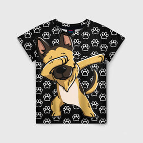 Детская футболка 3D с принтом DAB DOG в Екатеринбурге, 100% гипоаллергенный полиэфир | прямой крой, круглый вырез горловины, длина до линии бедер, чуть спущенное плечо, ткань немного тянется | dab | dog | дог | домашние животные | друг человека | звери | овчарка | пес | песель | собака | собакен