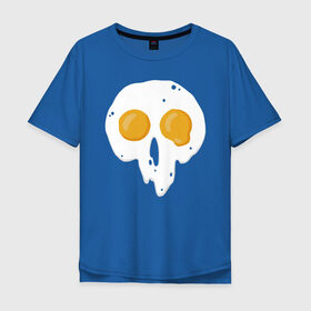 Мужская футболка хлопок Oversize с принтом Череп-глазунья в Екатеринбурге, 100% хлопок | свободный крой, круглый ворот, “спинка” длиннее передней части | еда | желток | завтрак | яичница | яйцо