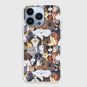 Чехол для iPhone 13 Pro с принтом Dogs в Екатеринбурге,  |  | cобака | доберман | животное | звери | кинолог | корги | милый | мордочка | овчарка | паттерн | пес | пудель | стикербомбинг | щенок | я люблю собак
