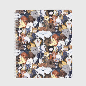 Тетрадь с принтом Dogs в Екатеринбурге, 100% бумага | 48 листов, плотность листов — 60 г/м2, плотность картонной обложки — 250 г/м2. Листы скреплены сбоку удобной пружинной спиралью. Уголки страниц и обложки скругленные. Цвет линий — светло-серый
 | Тематика изображения на принте: cобака | доберман | животное | звери | кинолог | корги | милый | мордочка | овчарка | паттерн | пес | пудель | стикербомбинг | щенок | я люблю собак