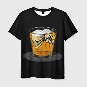 Мужская футболка 3D с принтом There is No Cure в Екатеринбурге, 100% полиэфир | прямой крой, круглый вырез горловины, длина до линии бедер | arturcherkasov1995 | в стакане | виски | скелет | черепа
