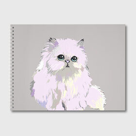 Альбом для рисования с принтом Пушистый милый кот с грустным взглядом в Екатеринбурге, 100% бумага
 | матовая бумага, плотность 200 мг. | забавно | котята | няшно | цитата