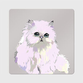 Магнит виниловый Квадрат с принтом Пушистый милый кот с грустным взглядом в Екатеринбурге, полимерный материал с магнитным слоем | размер 9*9 см, закругленные углы | забавно | котята | няшно | цитата