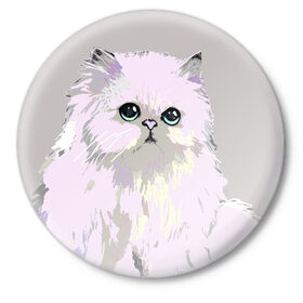 Значок с принтом Пушистый милый кот с грустным взглядом в Екатеринбурге,  металл | круглая форма, металлическая застежка в виде булавки | забавно | котята | няшно | цитата