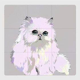 Магнитный плакат 3Х3 с принтом Пушистый милый кот с грустным взглядом в Екатеринбурге, Полимерный материал с магнитным слоем | 9 деталей размером 9*9 см | забавно | котята | няшно | цитата