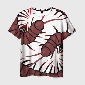 Мужская футболка 3D с принтом Гигантские сколопендры в Екатеринбурге, 100% полиэфир | прямой крой, круглый вырез горловины, длина до линии бедер | centipede | insect | scolopendra | многоножка | насекомое | сороконожка