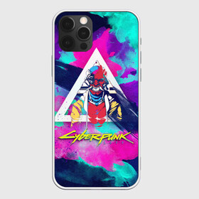 Чехол для iPhone 12 Pro Max с принтом Cyberpunk 2077 в Екатеринбурге, Силикон |  | demon | fangs. | paint | triangle | демон | клыки | краски | треугольник