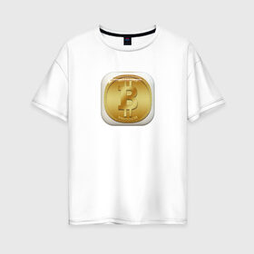 Женская футболка хлопок Oversize с принтом BITCOIN в Екатеринбурге, 100% хлопок | свободный крой, круглый ворот, спущенный рукав, длина до линии бедер
 | bitcoin | btc | биткоин | валюта | деньги | криптовалюта
