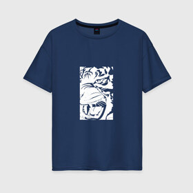 Женская футболка хлопок Oversize с принтом Тигр в Екатеринбурге, 100% хлопок | свободный крой, круглый ворот, спущенный рукав, длина до линии бедер
 | большая кошка | дикий | животные | зверь | зубы | оскал | пасть | тигр