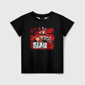 Детская футболка 3D с принтом red dead redemption 2 в Екатеринбурге, 100% гипоаллергенный полиэфир | прямой крой, круглый вырез горловины, длина до линии бедер, чуть спущенное плечо, ткань немного тянется | action | red dead redemption 2 | rockstar games | вестерн | игра | ковбой | ружье | стрелялка | экшен
